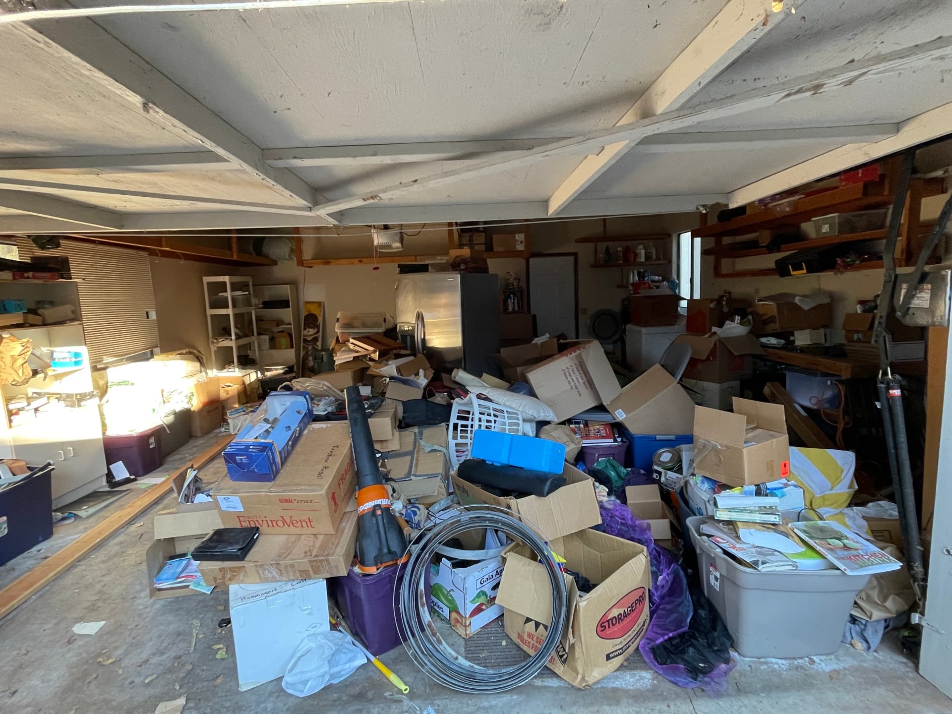 Packed Garage Cleanout before Long's Trash Hauling